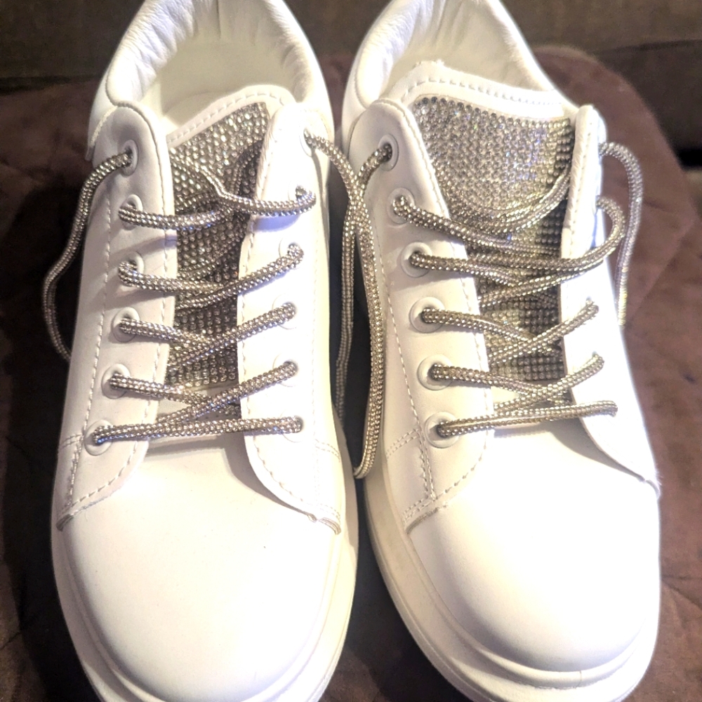 NWOT Rhinestone Shoelace Bling Sneakers